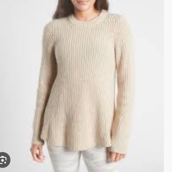 Athleta Sierra Crew Sweater tan wool knitted - Picture 1 of 10
